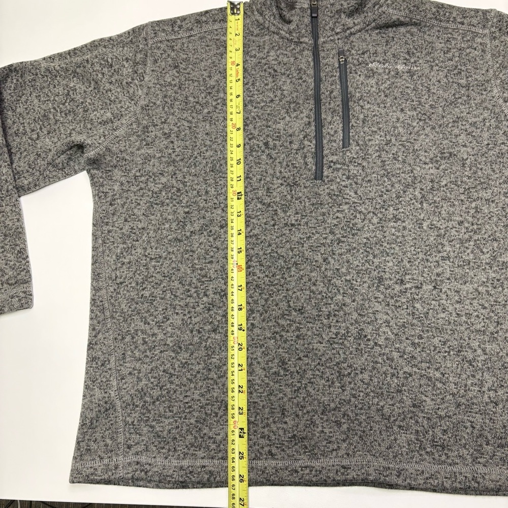 Eddie Bauer Men’s Large Quarter Zip Pullover Grey Fleece Sweater Jacket Coat Mid - Picture 8 of 9
